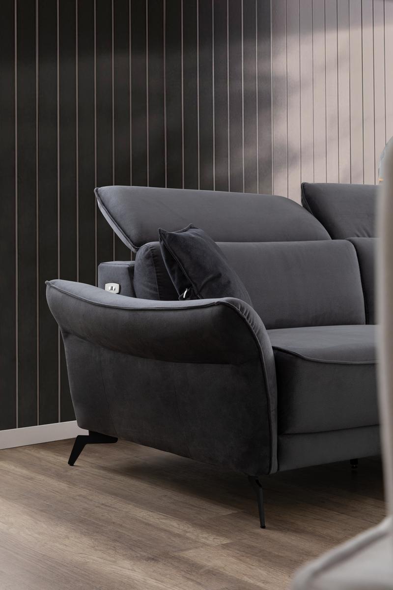 Триместен разтегателен диван «Kristal» + електрически механизъм, 2 декоративни възглавници