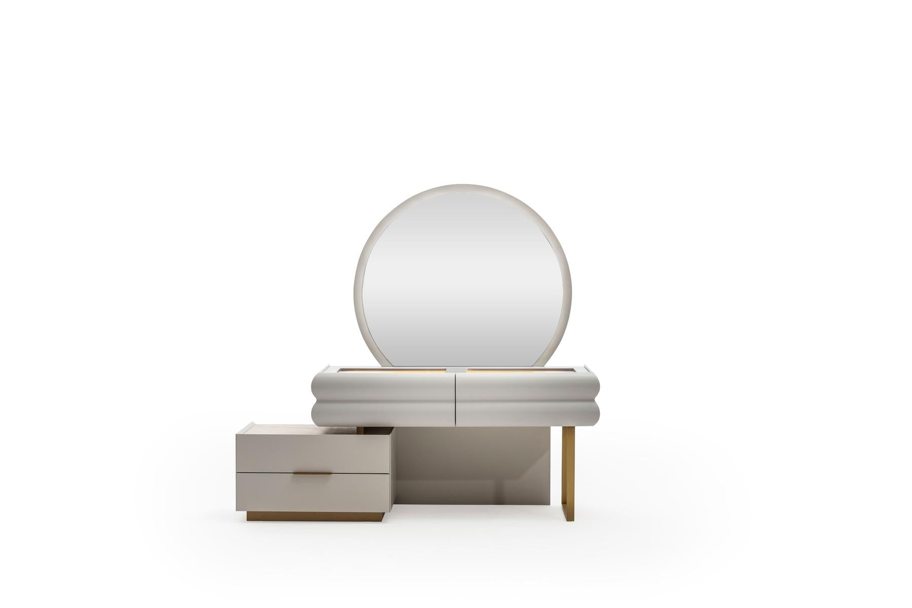 Тоалетка «Milas» + огледало, табуретка, с четири чекмеджета, размер 187х78х55см