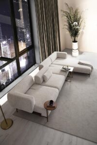 Модулен разтегателен диван «Tesla Corner» + декоративни възглавници, 4 модула