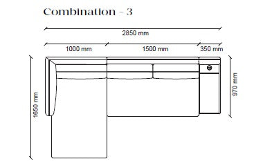 4 готови конфигурации на модулен диван «Parma» + конзола с масичка и USB зарядна станция