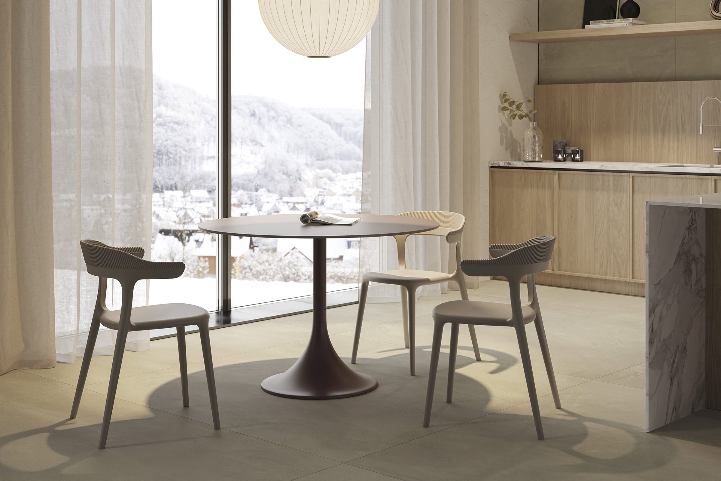 Трапезна маса «Venus Red» + керамичен, стъклен плот