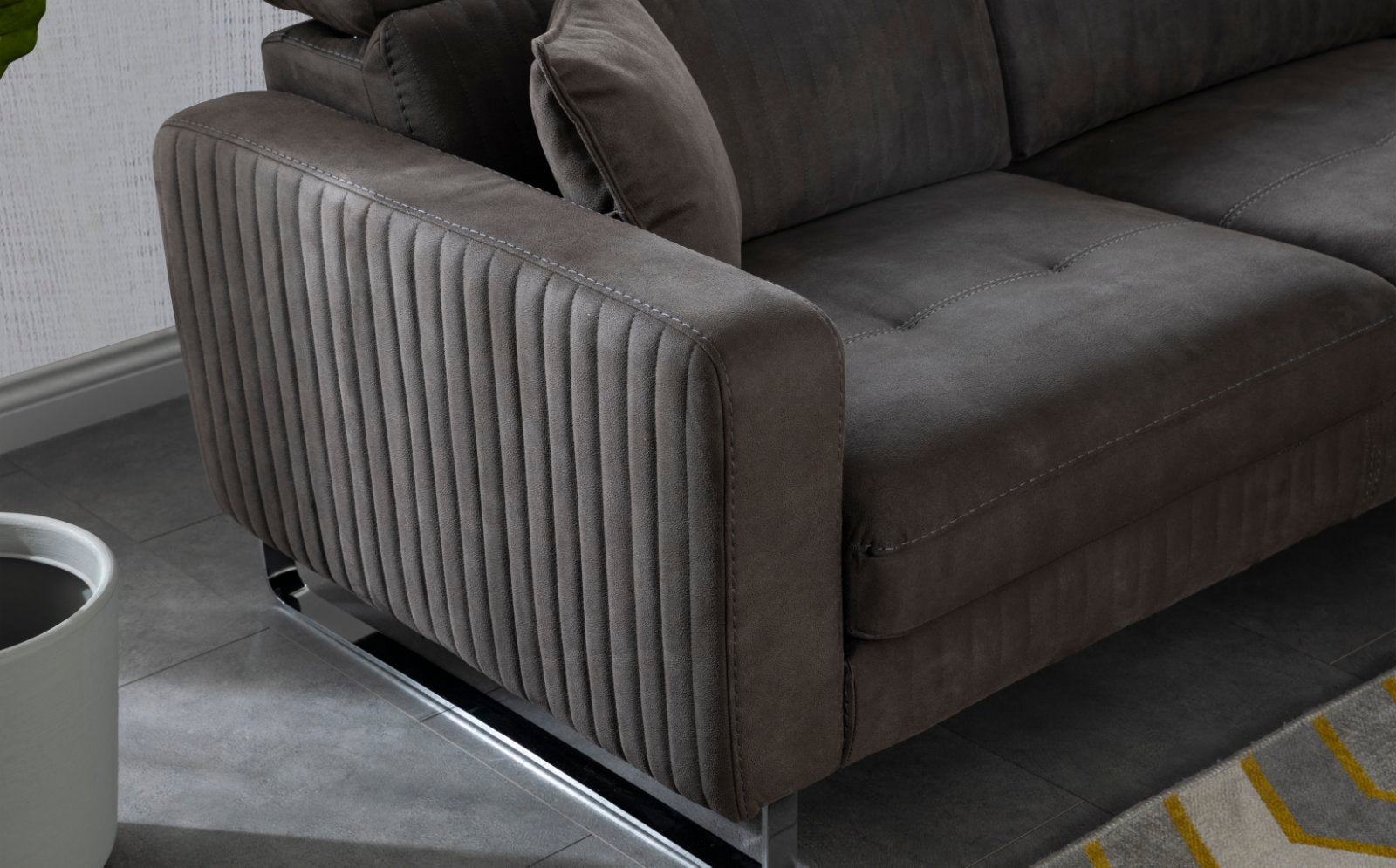 Ъглов разтегателен диван «Galaksi Relax» + електрически механизъм, USB зарядна станция, ширина 305см