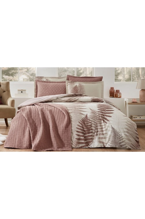 Двоен спален комплект «Love Ladder» с покривало, 7 части, памук