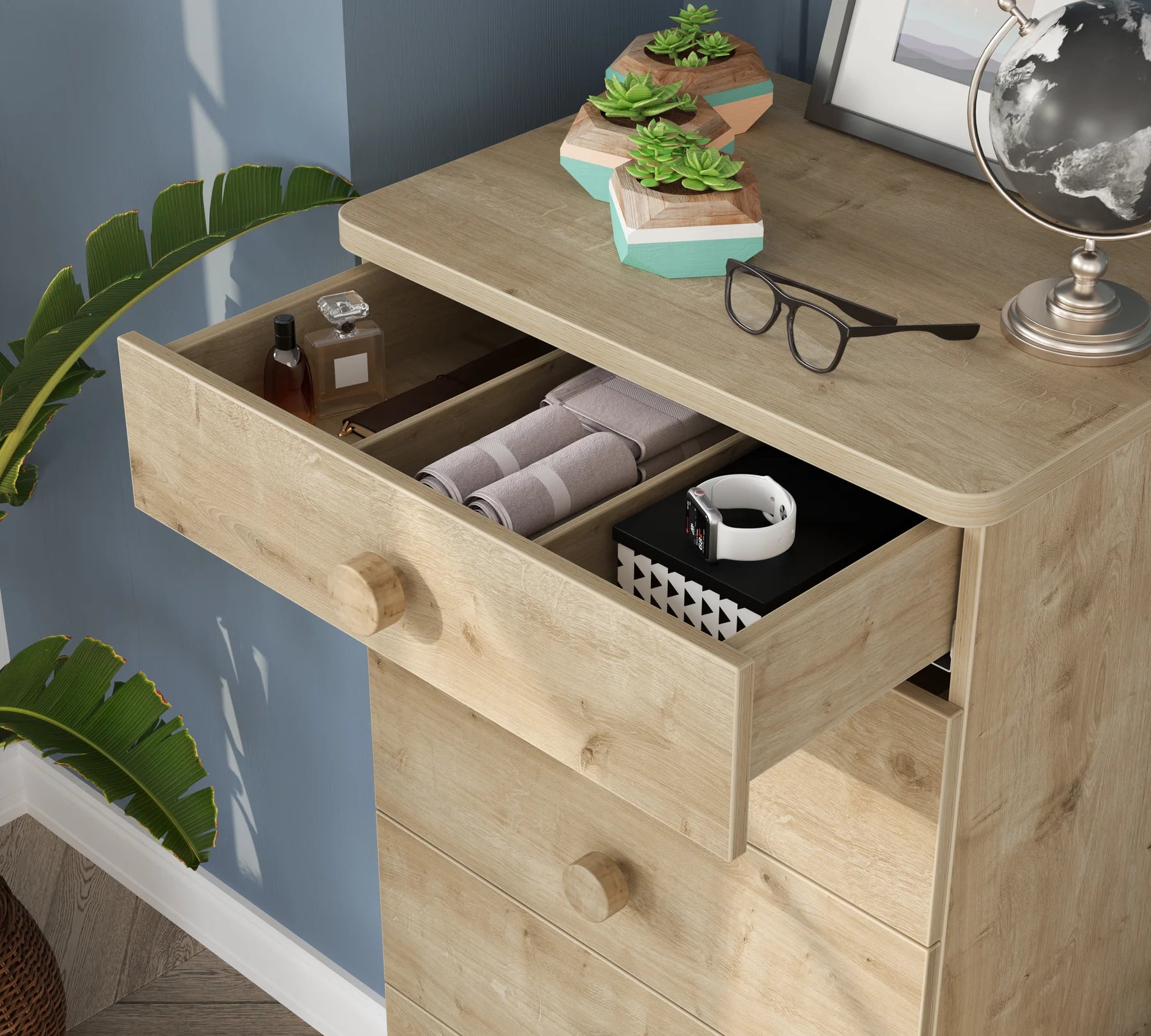 Скрин «Mocha» с пет чекмеджета, размер 63х104х49см