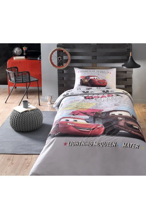 Детски спален комплект «Cars On The Road» - 3 части, памук ранфорс
