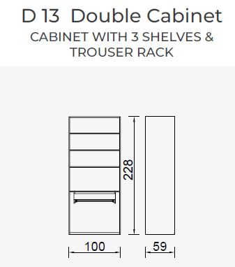 19 конфигурирани модула за гардероб «Alfa» - с осветление, чекмеджета, лостове за закачалки и рафтове