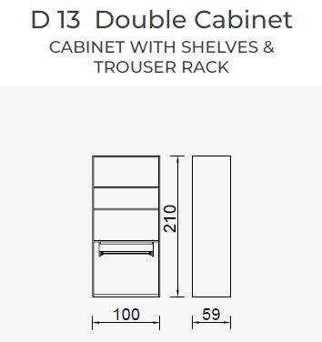 19 конфигурирани модула за гардероб «Alfa» - с осветление, чекмеджета, лостове за закачалки и рафтове