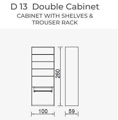 19 конфигурирани модула за гардероб «Alfa» - с осветление, чекмеджета, лостове за закачалки и рафтове