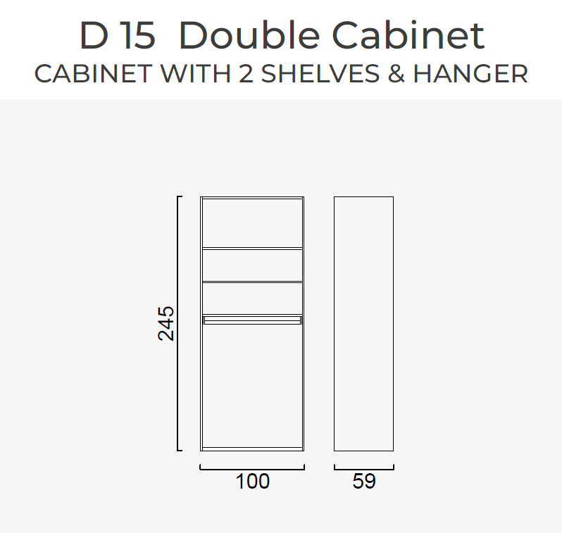 19 конфигурирани модула за гардероб «Alfa» - с осветление, чекмеджета, лостове за закачалки и рафтове