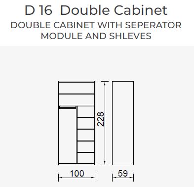 19 конфигурирани модула за гардероб «Alfa» - с осветление, чекмеджета, лостове за закачалки и рафтове