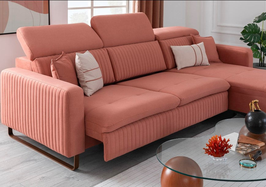 Ъглов разтегателен диван «Galaksi Relax» + електрически механизъм, USB зарядна станция, ширина 305см