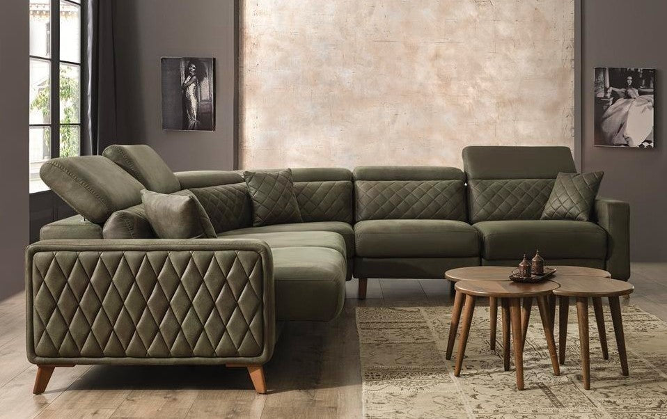 Ъглов разтегателен диван «Horasan» + електрически механизъм, USB зарядна станция, ширина 332см