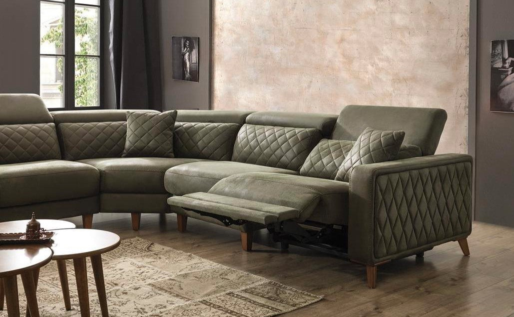 Ъглов разтегателен диван «Horasan» + електрически механизъм, USB зарядна станция, ширина 332см