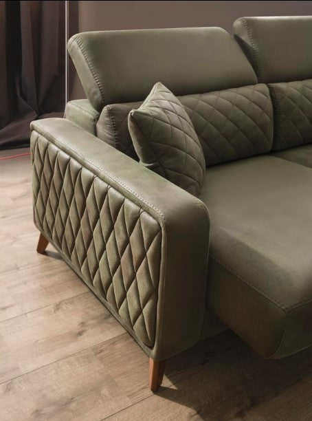 Ъглов разтегателен диван «Horasan» + електрически механизъм, USB зарядна станция, ширина 332см