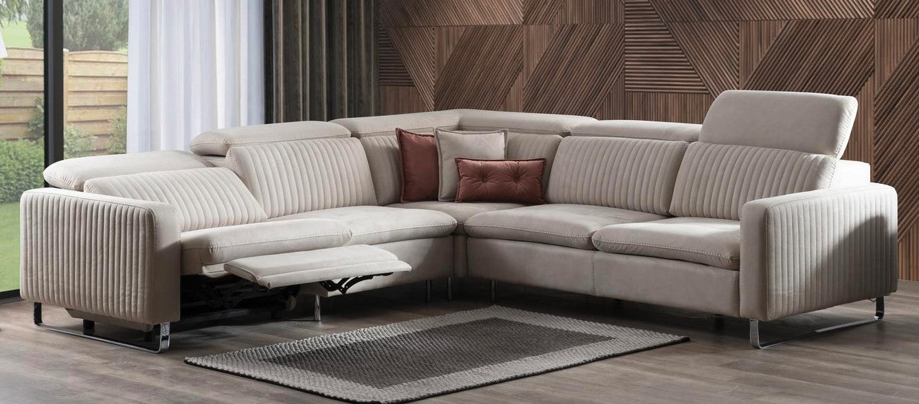 Ъглов разтегателен диван «Galaksi Corner» + електрически механизъм, USB зарядна станция, ширина 280см