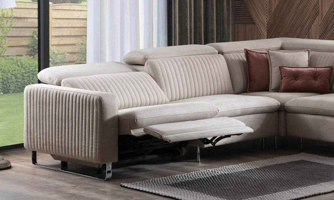 Ъглов разтегателен диван «Galaksi Corner» + електрически механизъм, USB зарядна станция, ширина 280см