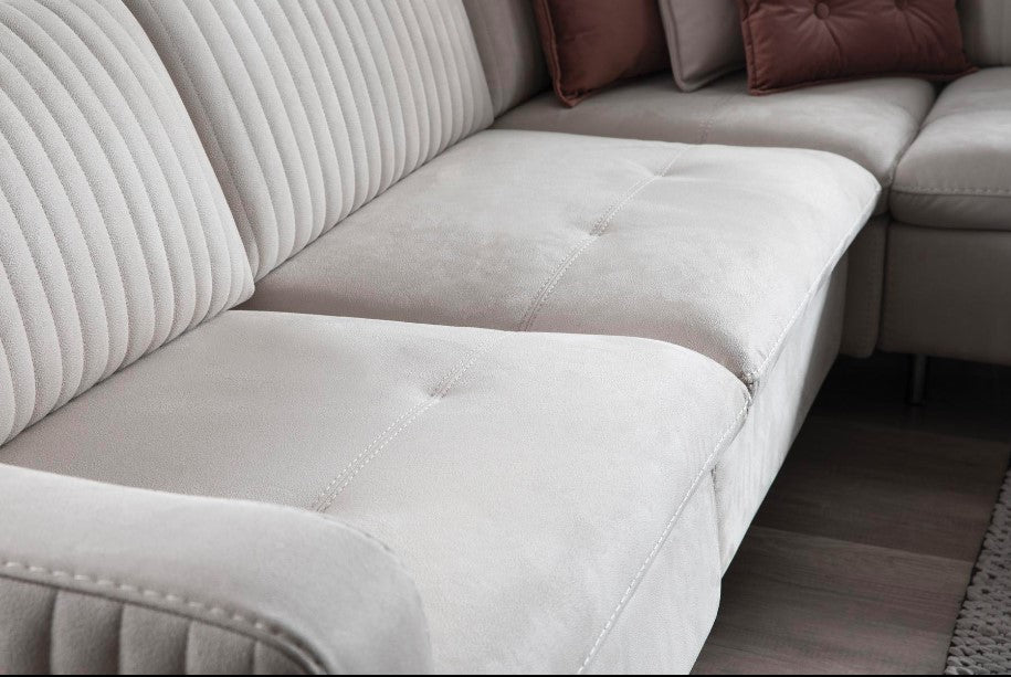 Ъглов разтегателен диван «Galaksi Corner» + електрически механизъм, USB зарядна станция, ширина 280см