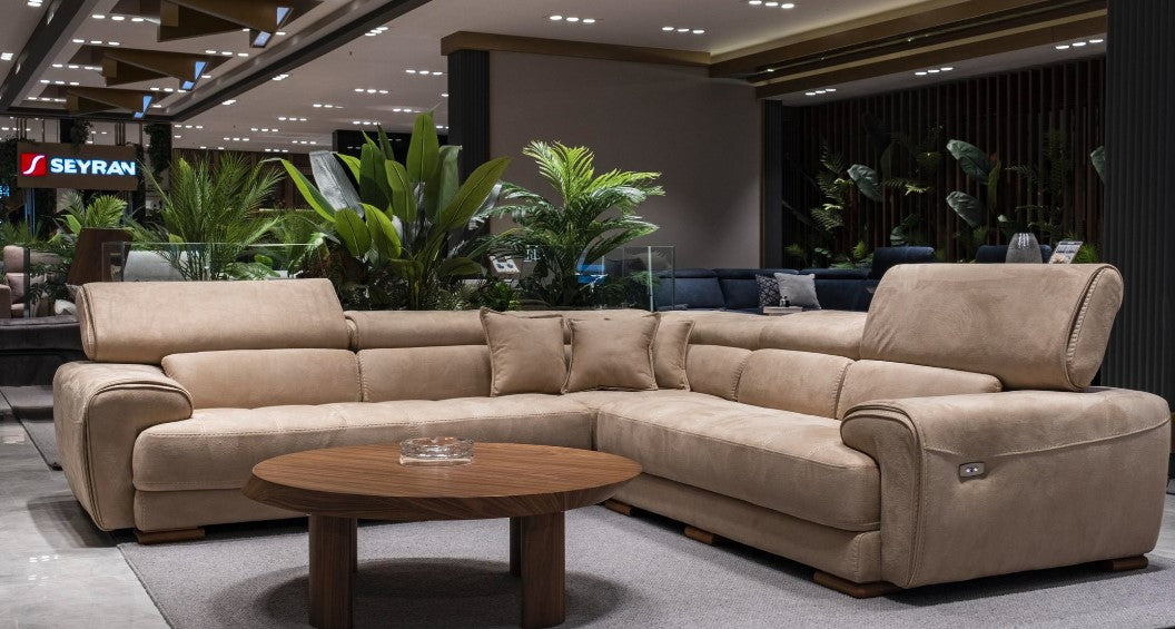 Ъглов разтегателен диван «Nisa» + електрически механизъм, USB зарядна станция, ширина 295см