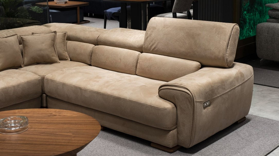 Ъглов разтегателен диван «Nisa» + електрически механизъм, USB зарядна станция, ширина 295см