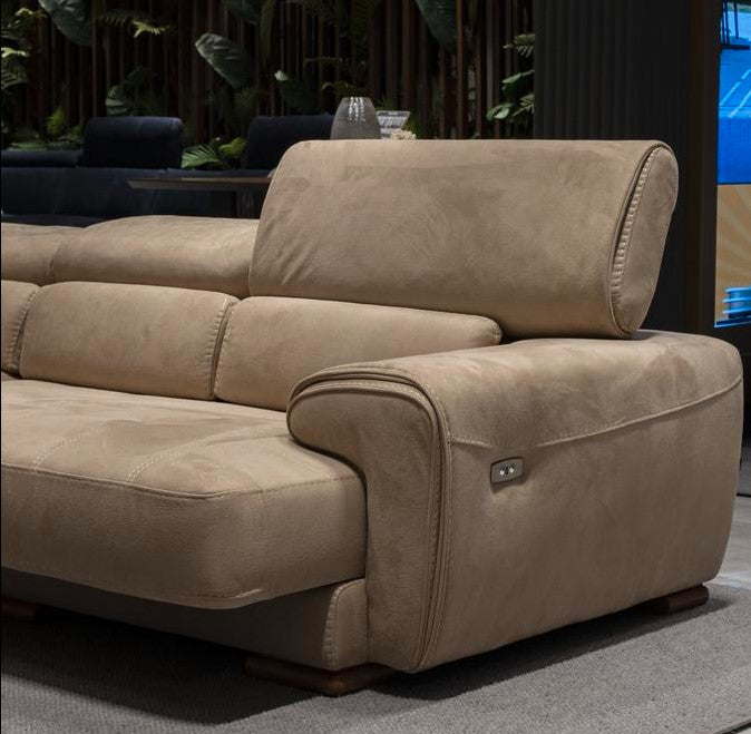 Ъглов разтегателен диван «Nisa» + електрически механизъм, USB зарядна станция, ширина 295см