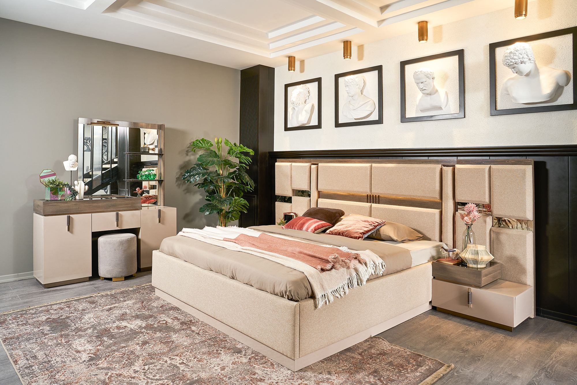 Скрин с огледало и табуретка Idol Mobilya Berlis