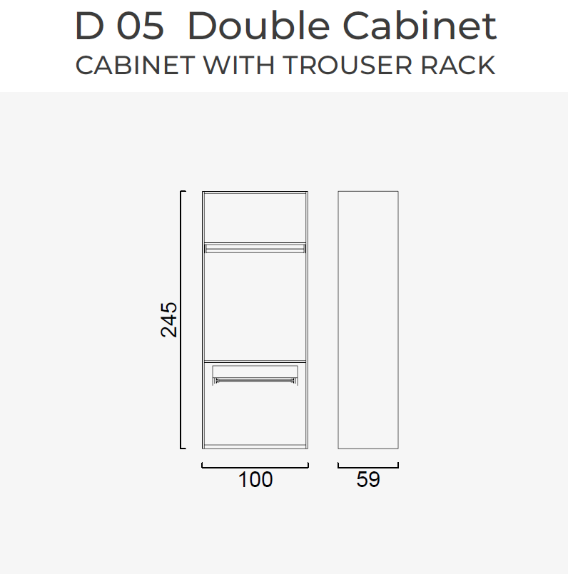 19 конфигурирани модула за гардероб «Alfa» - с осветление, чекмеджета, лостове за закачалки и рафтове