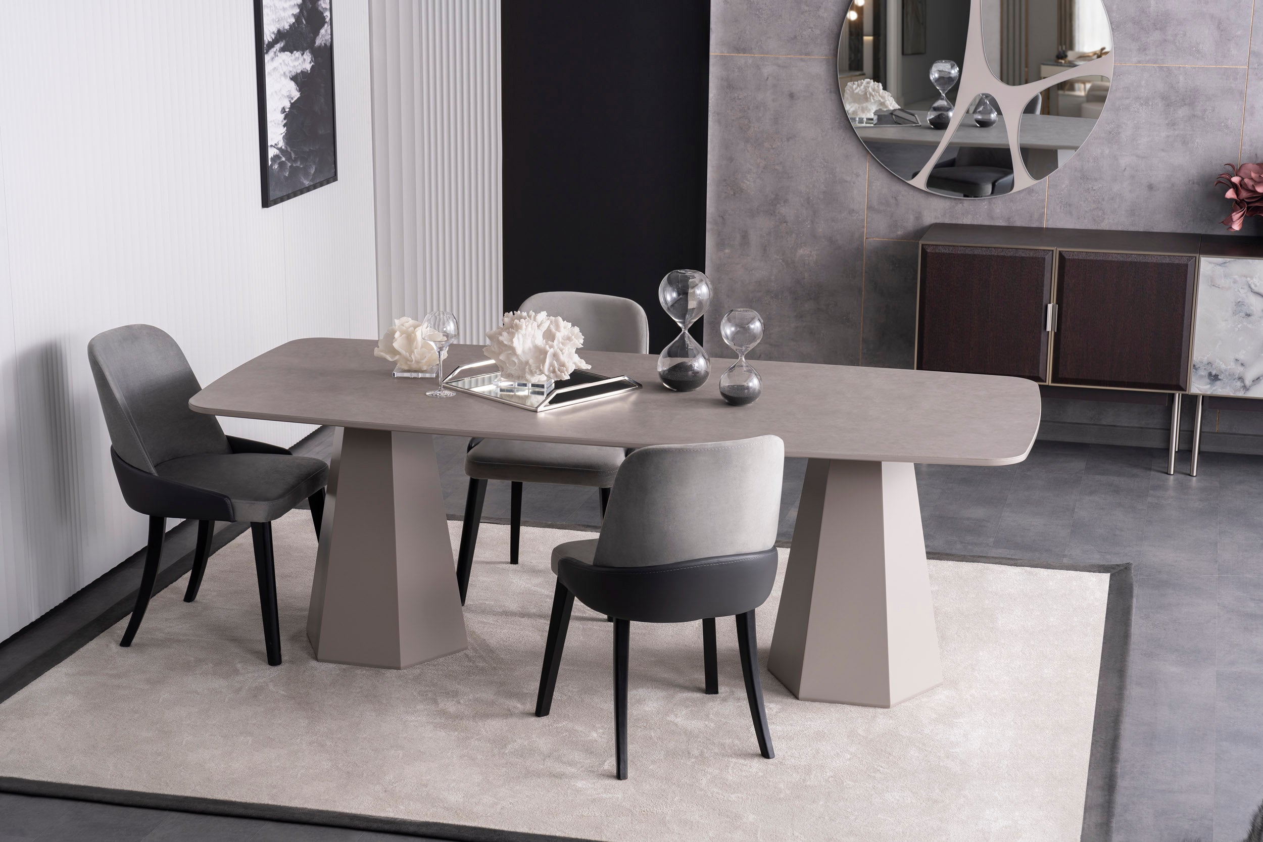 Трапезна маса «Puzzle Ellips» с керамичен плот, размер 226х78х100см