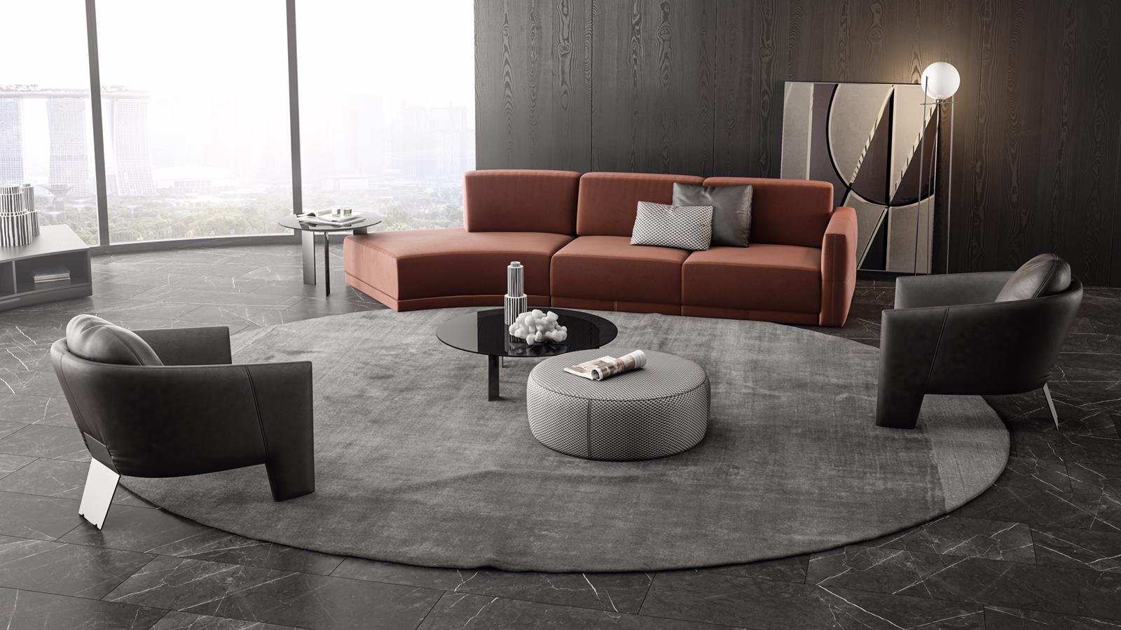 Четириместен разтегателен диван «Le Mans» - Опция 10, с декоративни възглавници, ширина 360см