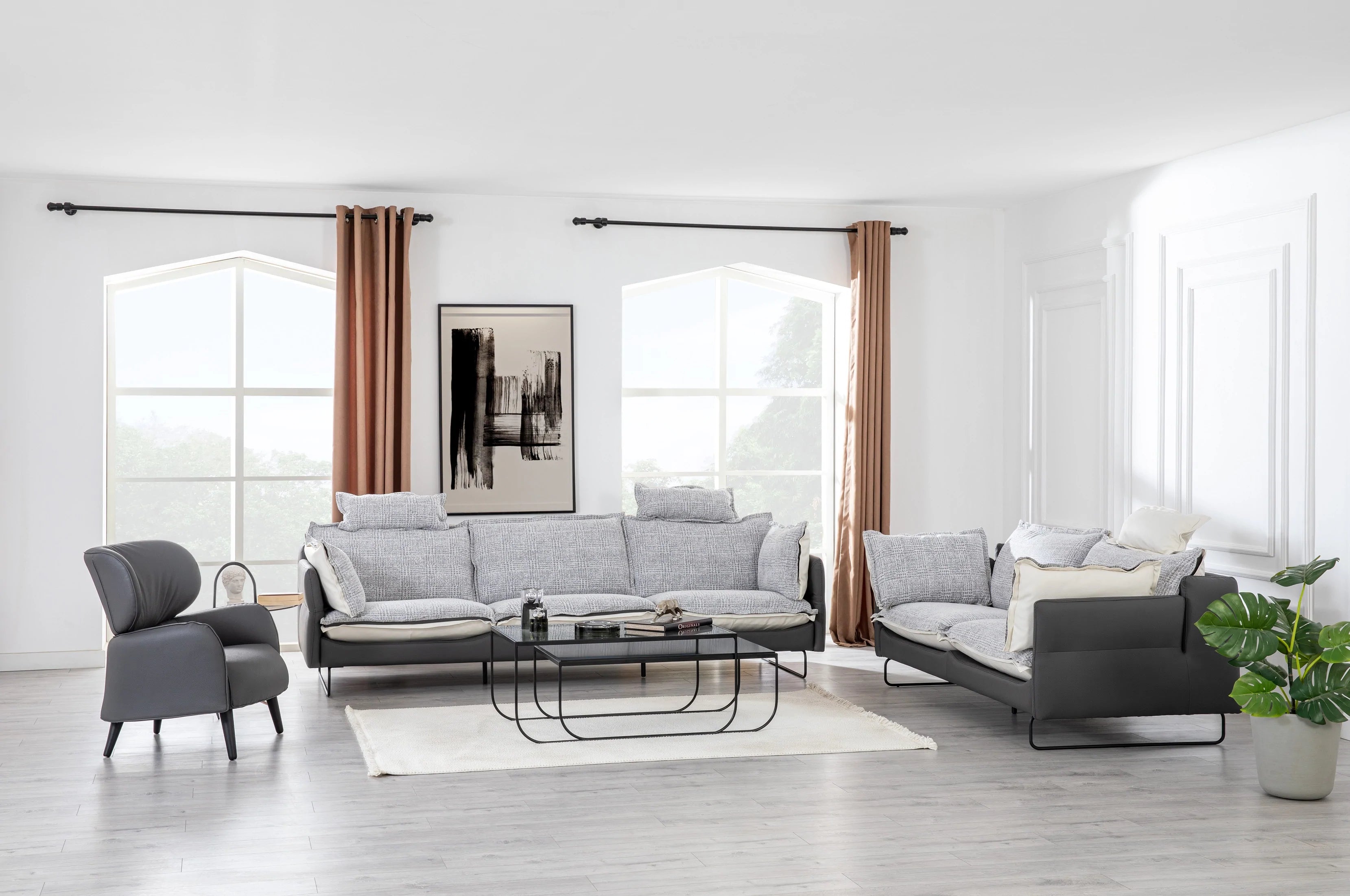 Триместен диван «Ayisigi» + подвижна възглавница за глава, ширина 280см