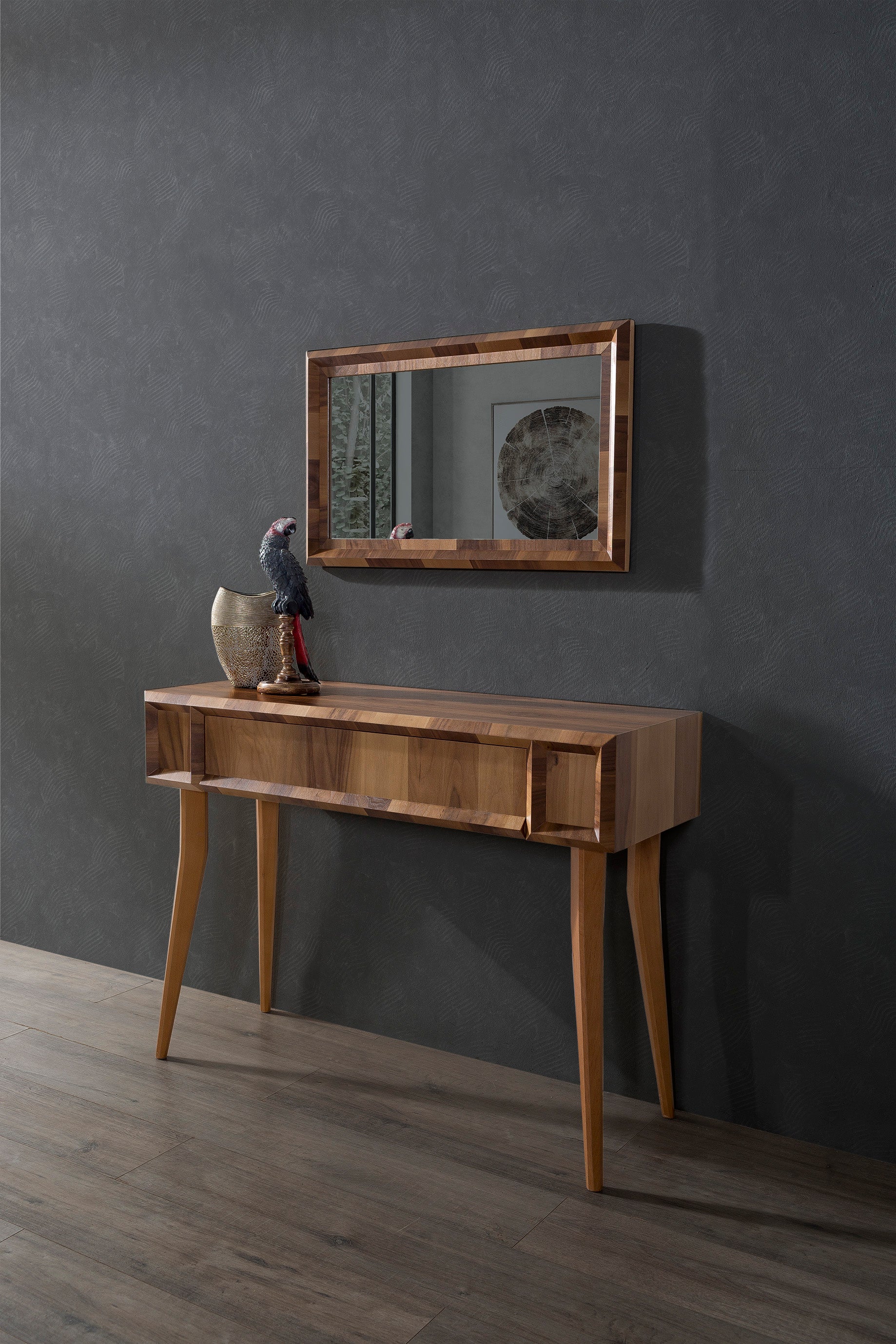 Тоалетка «MA 123» + огледало и чекмедже, с естествен фурнир, размер 110х80х38см