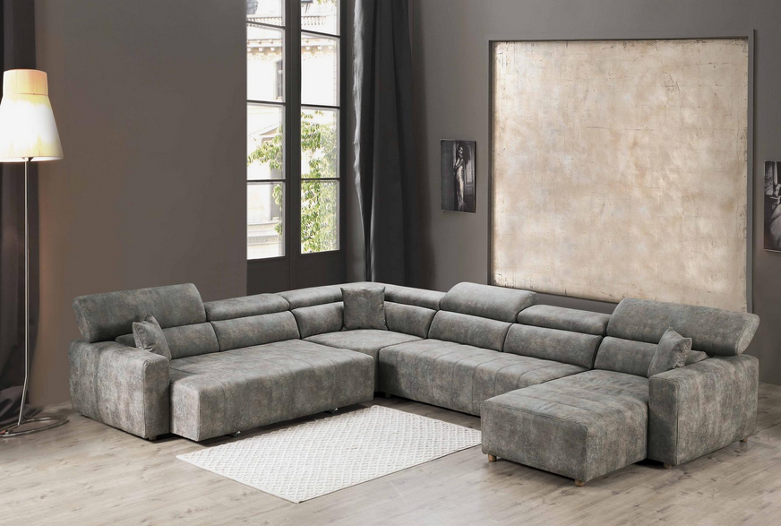 Ъглов разтегателен диван «Uludag» + електрически механизъм, USB зарядна станция, ширина 340см