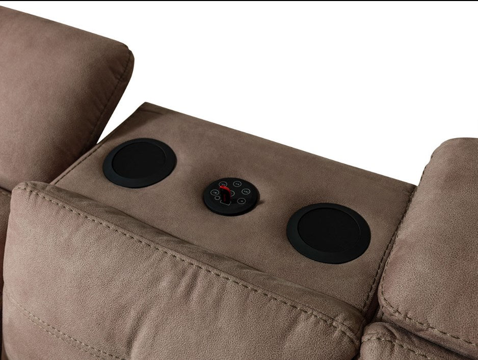 Триместен диван «Gizem» + музикална конзола, USB зарядна станция, електрически механизъм, ширина 245см