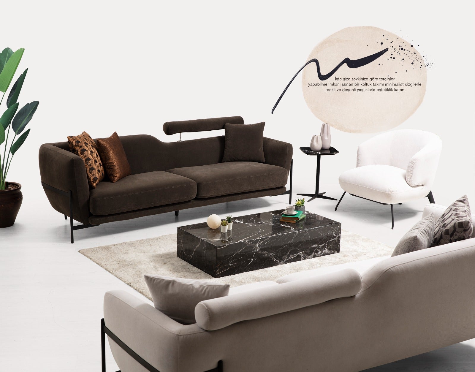 Триместен диван «Premium» + подвижна възглавница за глава, ширина 220см