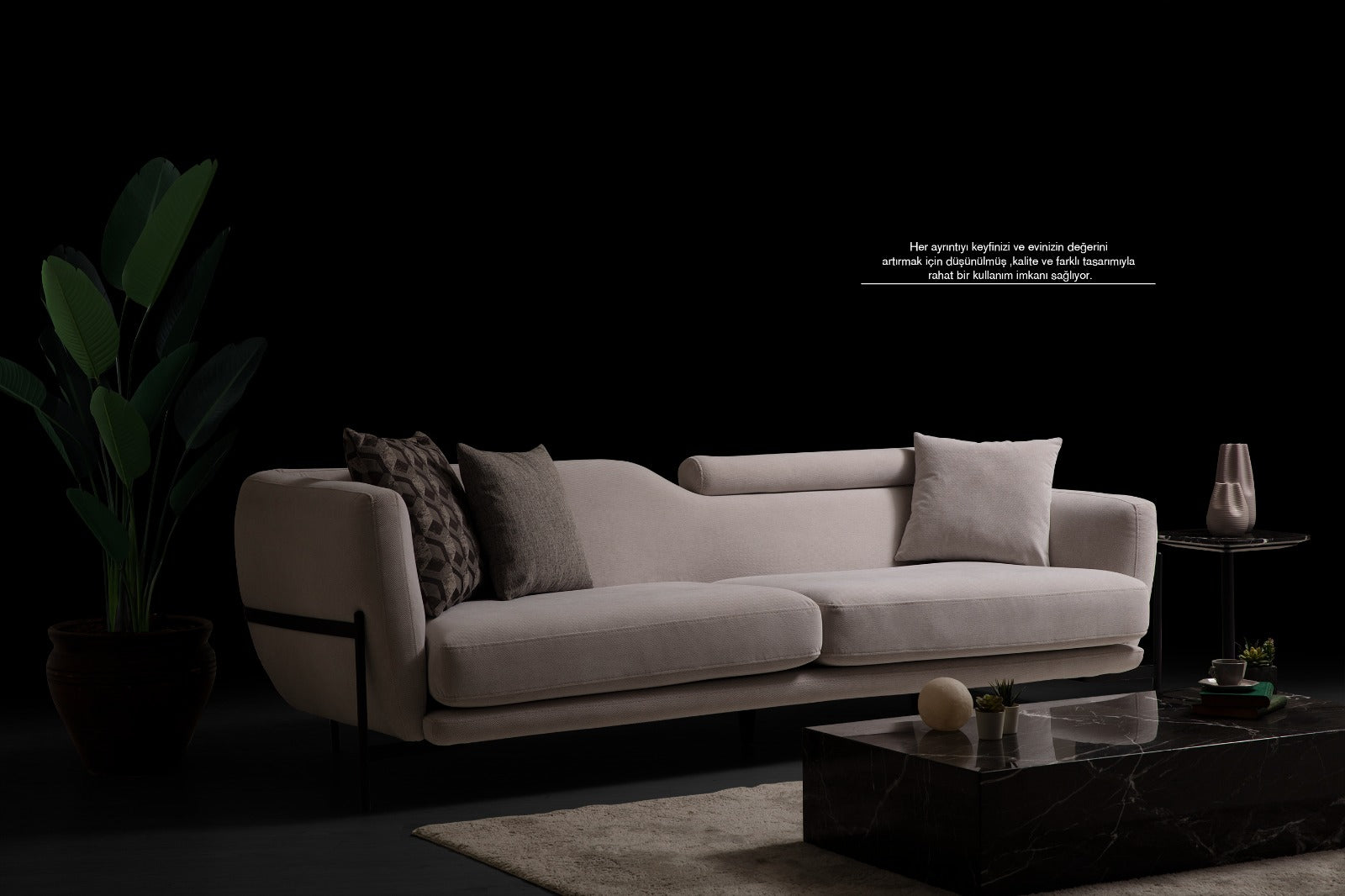 Триместен диван «Premium» + подвижна възглавница за глава, ширина 220см