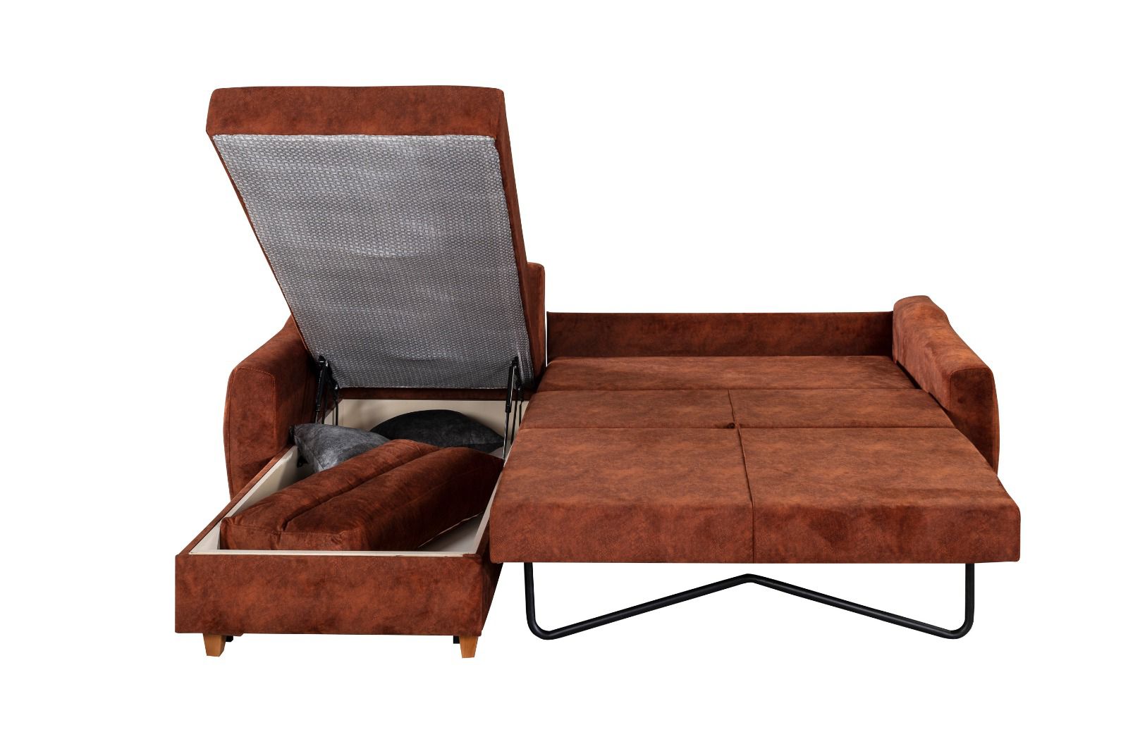 Ъглов разтегателен диван - легло «Sofia» + две декоративни възглавници, ширина 258см