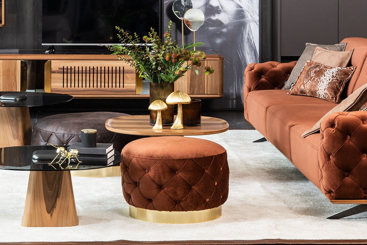 Табуретка Saloni Mobilya Chelsea Middle с капитонаж (6654290428100)