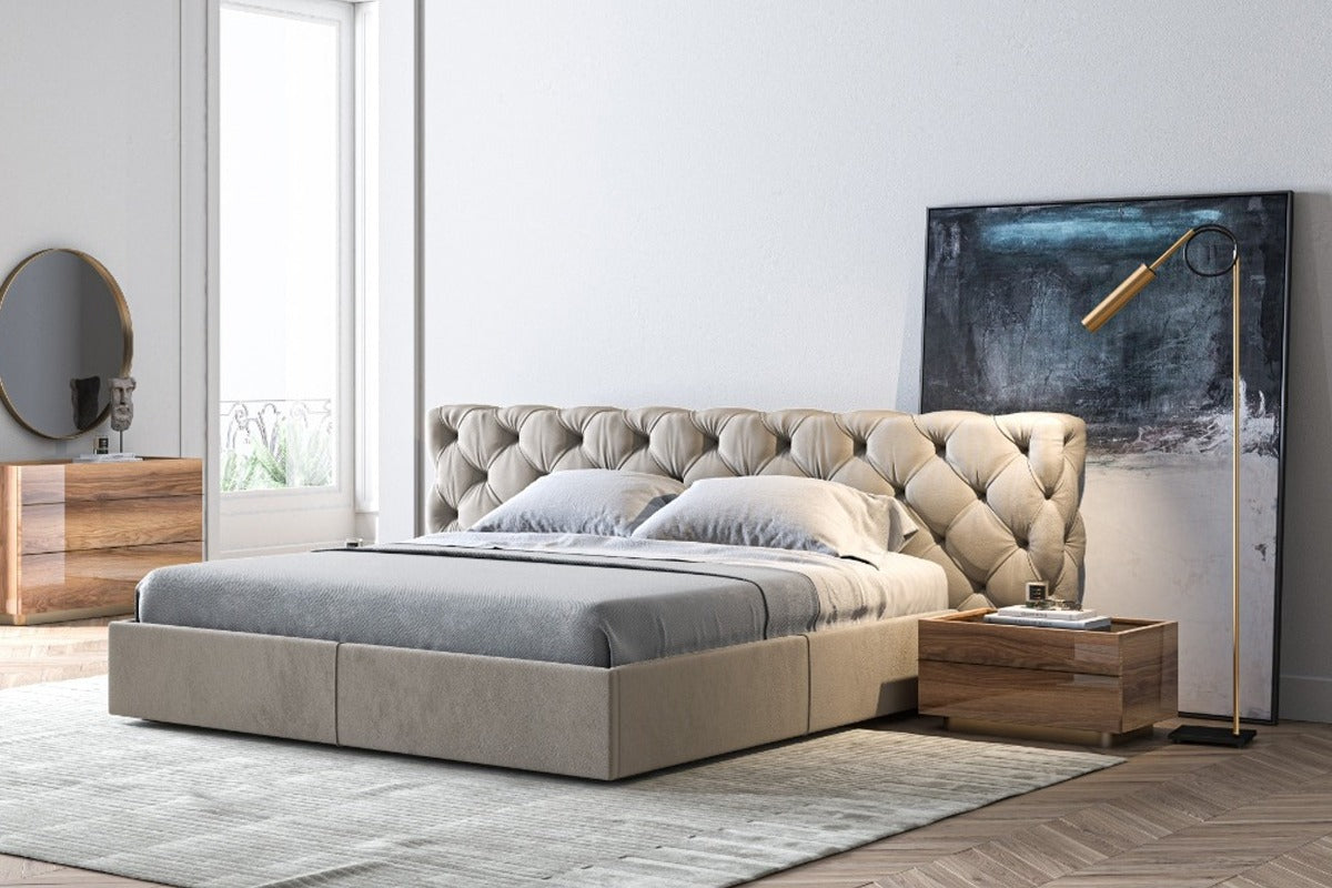 Тапицирано легло «Elvis» + табла с капитонаж - с място за съхранение, повдигащ механизъм