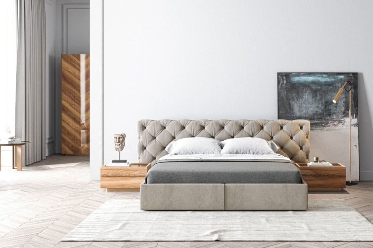 Тапицирано легло «Elvis» + табла с капитонаж - с място за съхранение, повдигащ механизъм