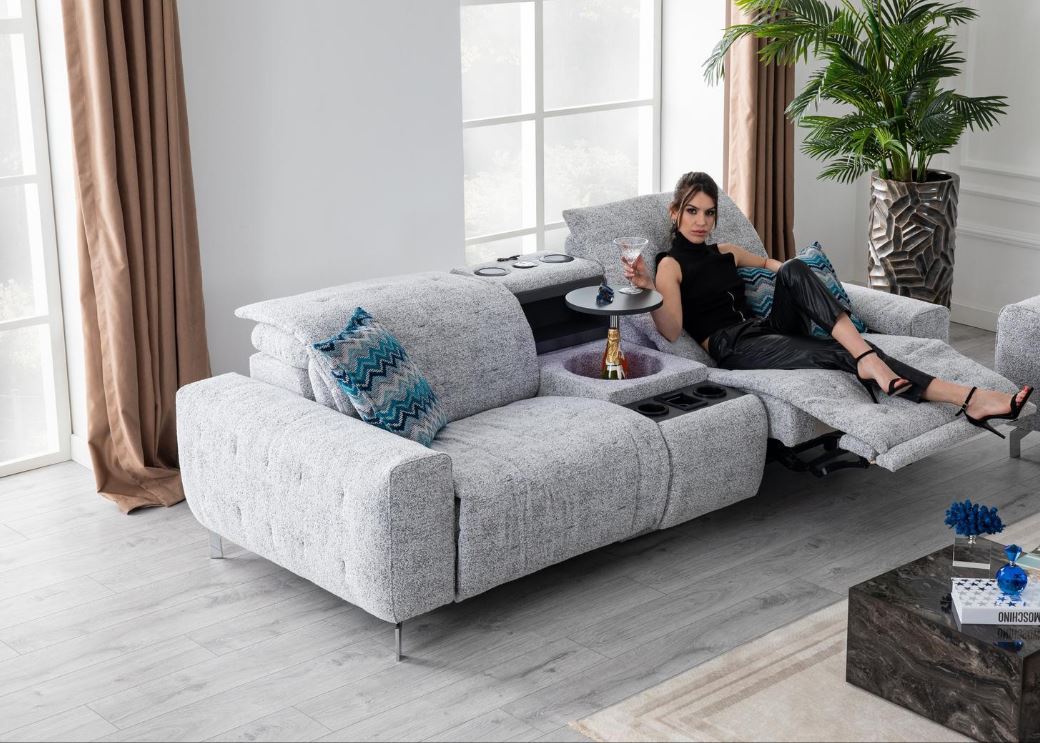 Триместен диван Seyran Dubai с 2бр TV recliner и конзола