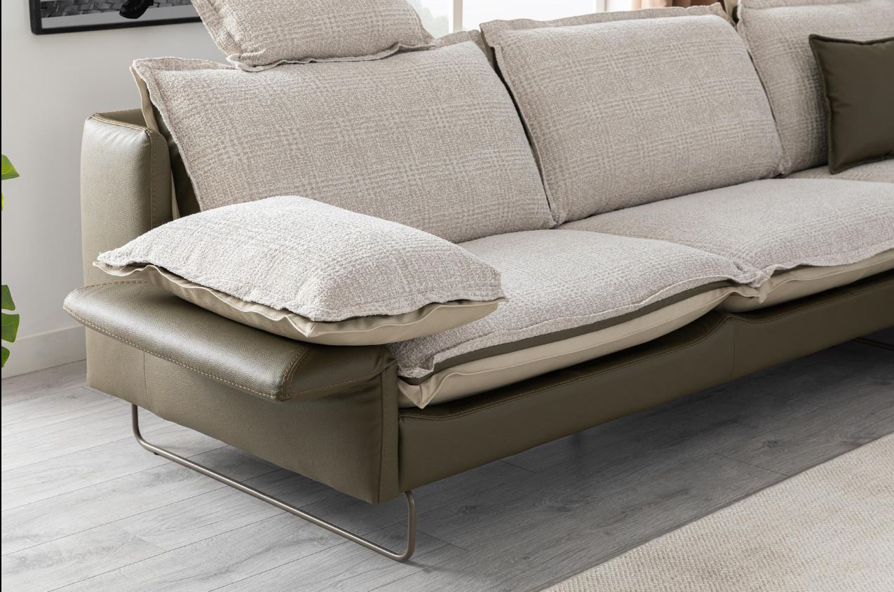 Ъглов диван «Ayisigi» + декоративни възглавници, с подвижни подлакътници, ширина 300см