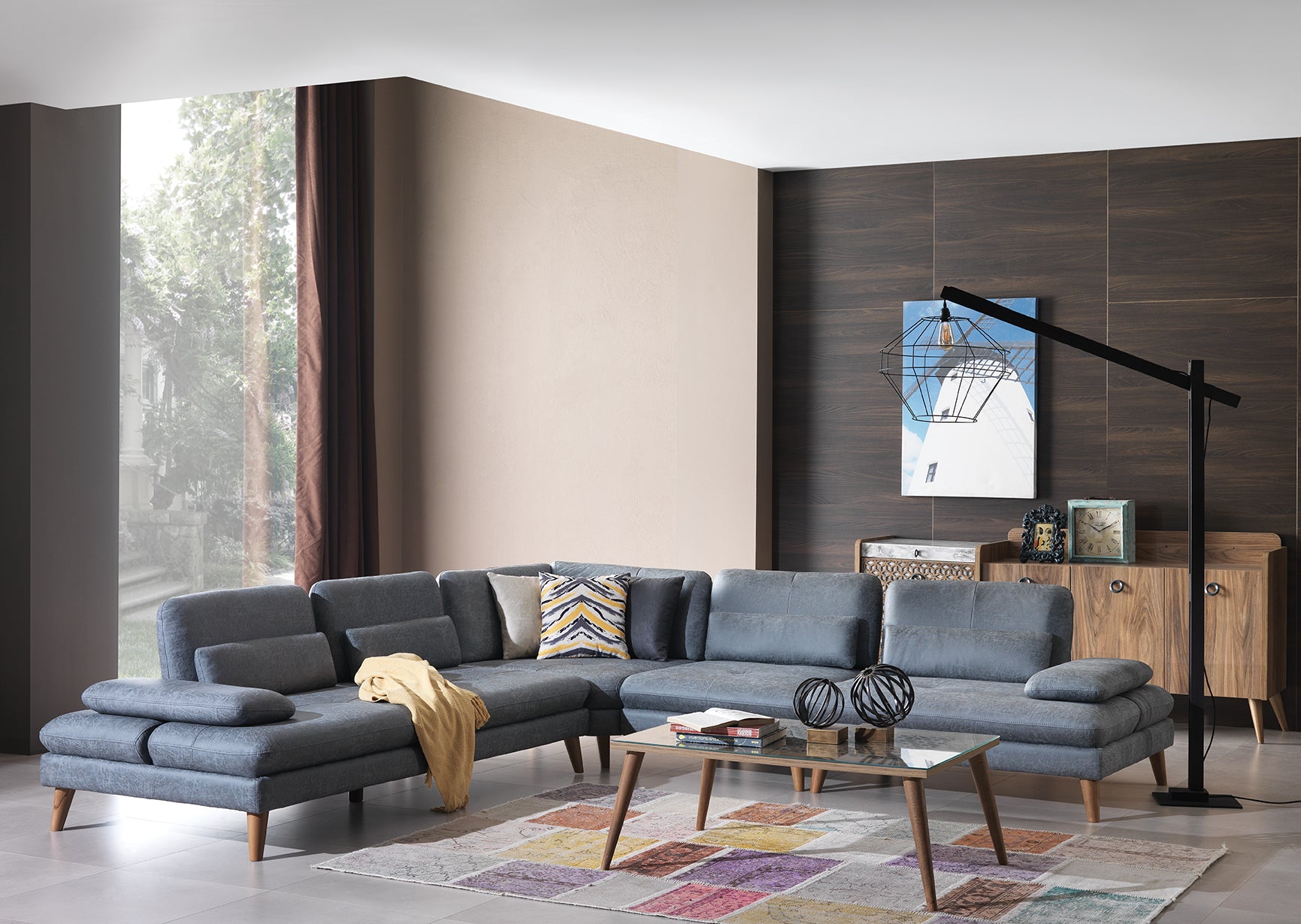 Модулен разтегателен диван «Vetro» + подвижни облегалки и подлакътници