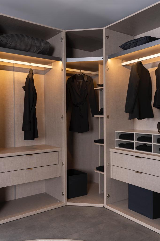 Модулен гардероб «Puzzle» - 8 модула, 10 модела врати, с осветление, стъклени, МДФ, ПДЧ, огледални