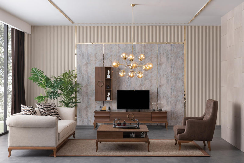 Долен TV шкаф Muzaffer Bianco Walnut