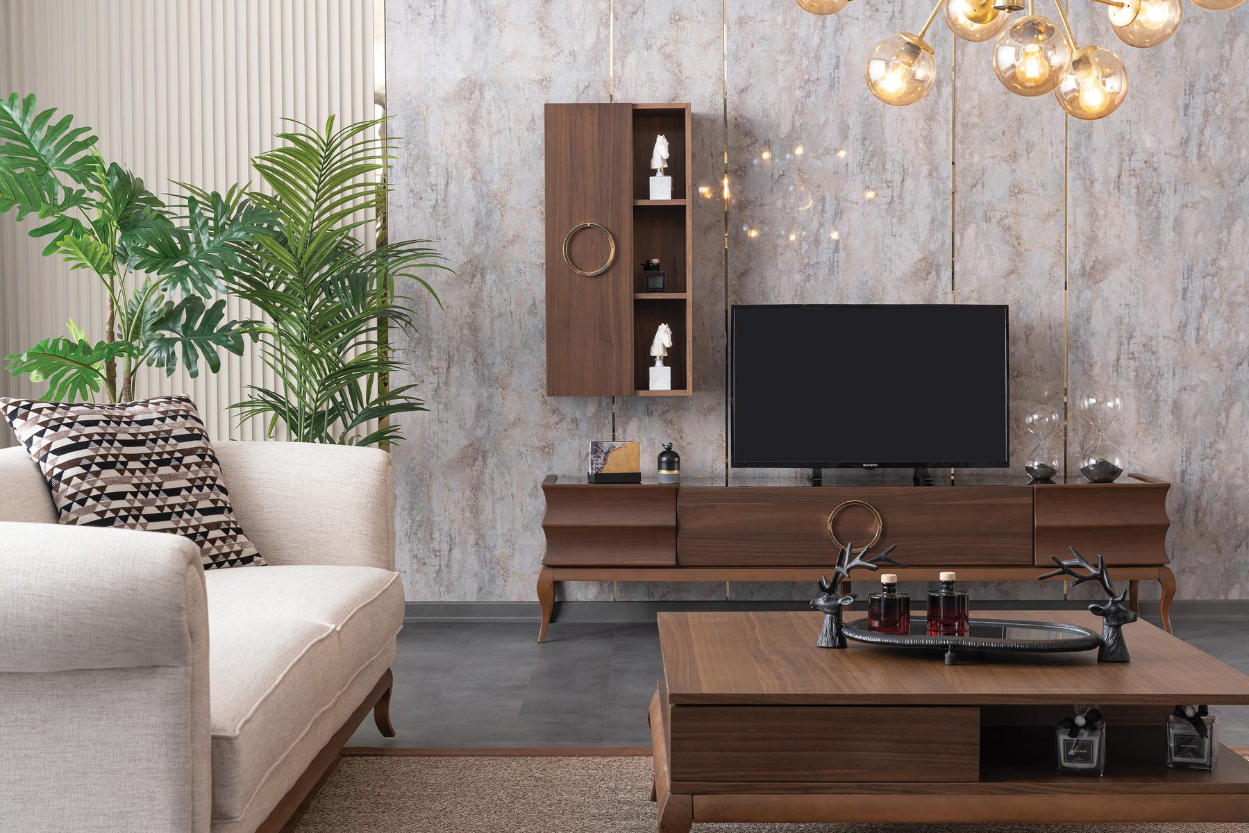 Долен TV шкаф Muzaffer Bianco Walnut