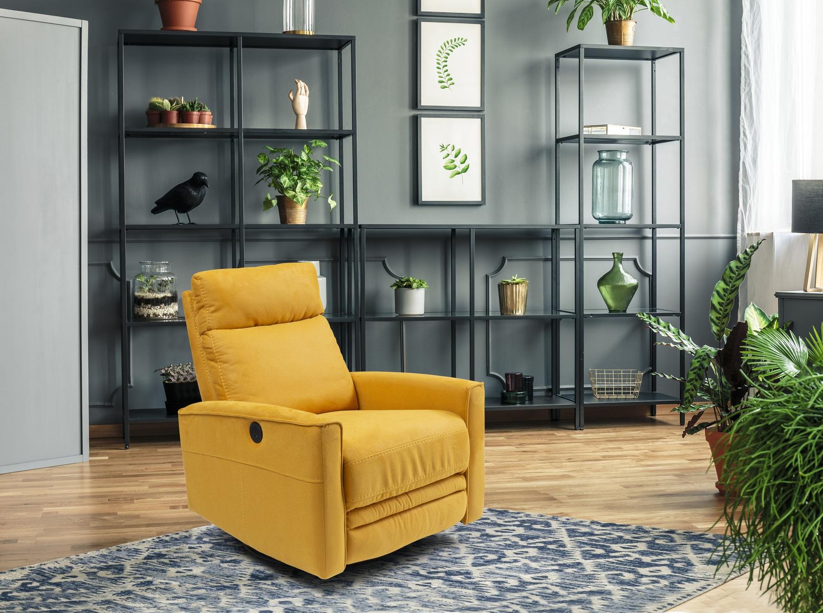 Кресло «Girit» с електрически релакс механизъм, USB зарядна станция