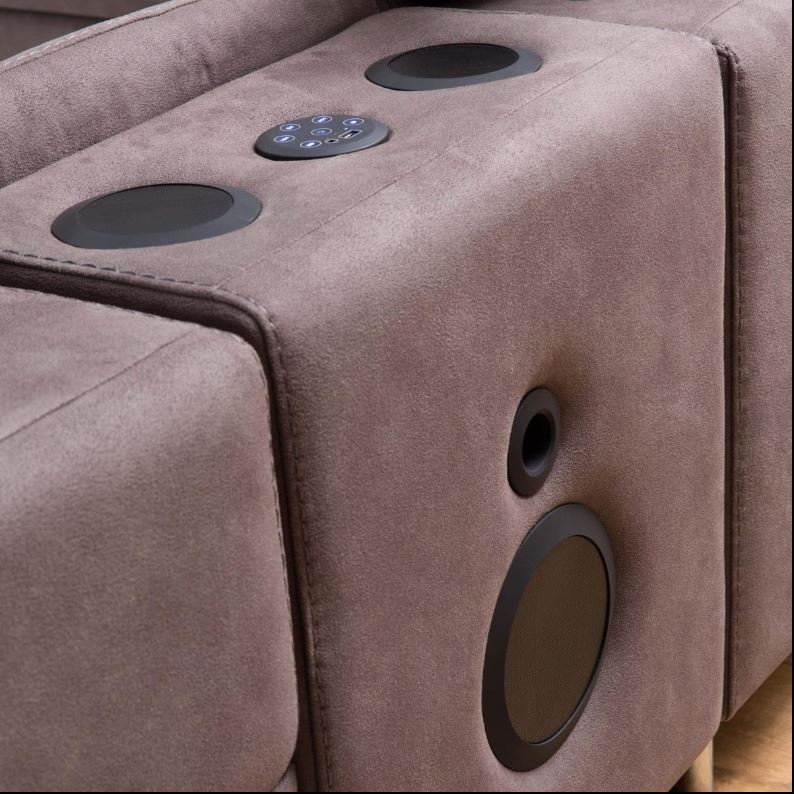 Триместен диван «Gizem» + музикална конзола, USB зарядна станция, електрически механизъм, ширина 245см